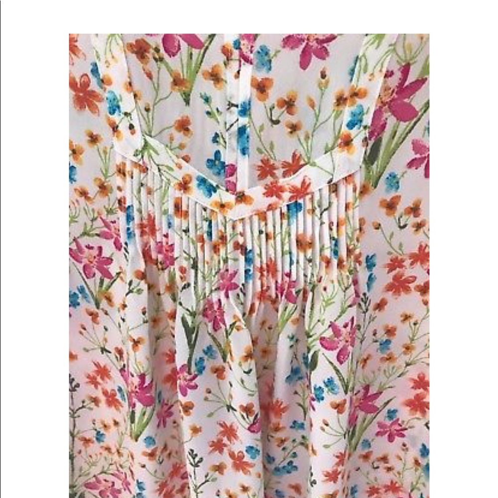Gap Women's Floral Pintuck Split Neck Blouse - Picture 5 of 6